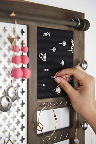 SoCal Buttercup Deluxe Rustic Wood Jewelry Organizer - from Hanging Wall Mounted Wooden Jewelry Display - Organizer for Earrings, Necklaces, Bracelets, Studs, and Accessories - Thumbnail 6