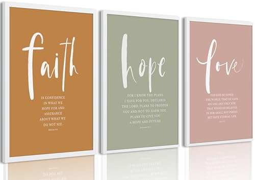 Faith Hope Love Bible Verse Wall Art