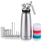 Whipped Cream Dispenser Stainless Steel - Professional Cream Whipper - 500ml Large - Gourmet Set