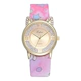 Polytree Women Girl's Floral Cloth Band Flower Dress Quartz Wristwatch (Type 14)