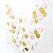 MOWO Glitter Paper Garland Circle Dots Hanging Decor,2'' Diameter,9.8-feet(gold glitter/pink/white,2pc)