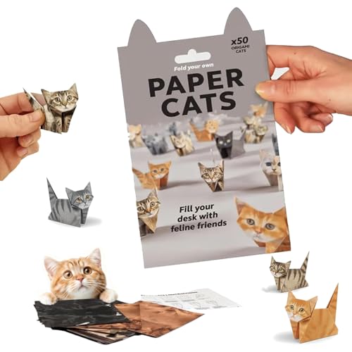 DIY Paper Cats - 50 DIY Origami, Fun 3D Paper Dog & Cat Models, Cute CatOrigami Set, Fun Craft Activity for Adults & Kids, Desk Decoration & Gift for Cat Lovers (Cat)