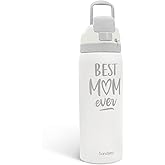 Mom Insulated Stainless Steel Water Bottle with Straw for Sports and Travel, Best Mom Ever, 32oz, Gifts for Women Mother's Day Birthday Christmas
