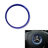 iJDMTOY (1) Sports Blue Aluminum Steering Wheel Center Decoration Cover Trim For 2015-up Mercedes C E CLA GLA GLC GLE Class