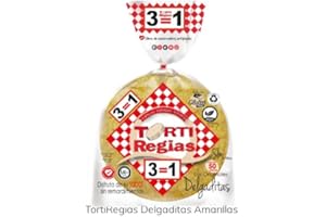 TORTIREGIAS LQIESDD Tortillas Delgaditas Amarillas 3 PACK (150 Tortillas, Yellow, Traditional nixtamalized process, Low caloric/carbohydrate load, Gluten Free, Kosher, Vegan, Halal certified)