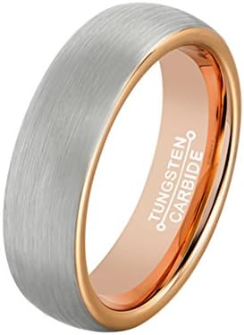 6mm Wedding Band Brushed Matte Plated Rose Gold Tungsten Carbide Ring for Men Size 4-15 (11)