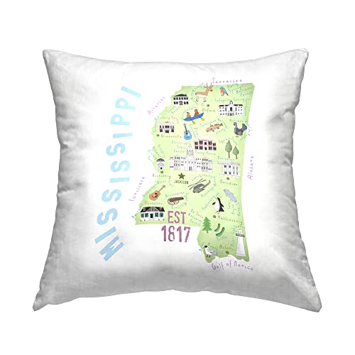 Stupell Industries Whimsical Mississippi State Map Design by Carla Daly Throw P…