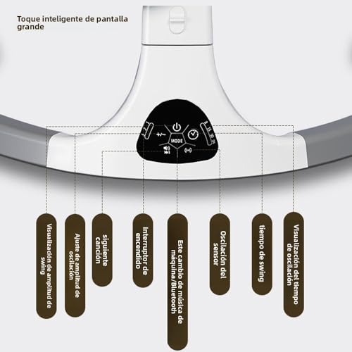 YHDZSW Mecedora Eléctrica para Bebé con Plato de Cena, Silla Acolchada Multifuncional para bebés con Mosquitera, Mando a Distancia, Control App, Control Inteligente de 5 Velocidades