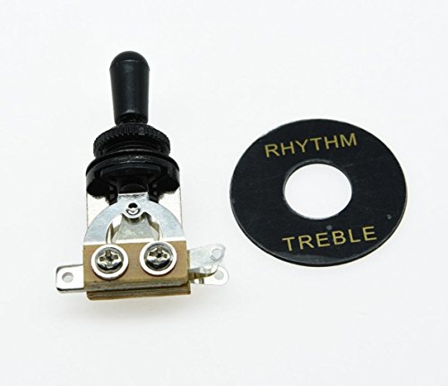 KAISH LP Guitar 3 Way Toggle Switch Black with Black Tip and RHYTHM TREBLE Plate for Les Paul