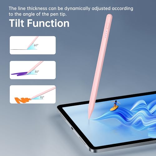 Stylus Pen for iPad A16 Pencil,(2018-2026) Apple Pencil with Palm Rejection,Fast Charge,Tilt Sensitivity,for iPad 11/10/9/8/7/6th Generation, Pro 13"/12.9"/11"/M4, Air 7/6/5/4/3/M3,Mini 5th (pink)