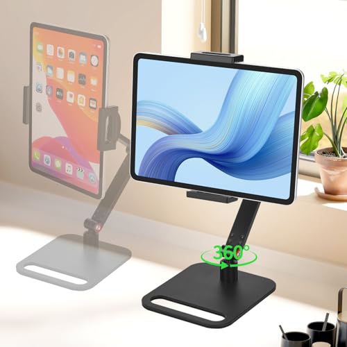 Rabbitstorm Soporte de Aluminio para Tableta, Aluminio Ajustable Portátil Plegable, Soporte Ajustable de 360 Grados, Compatible con iPad, Tableta, Celular, 4.6 a 17.3Pulgadas