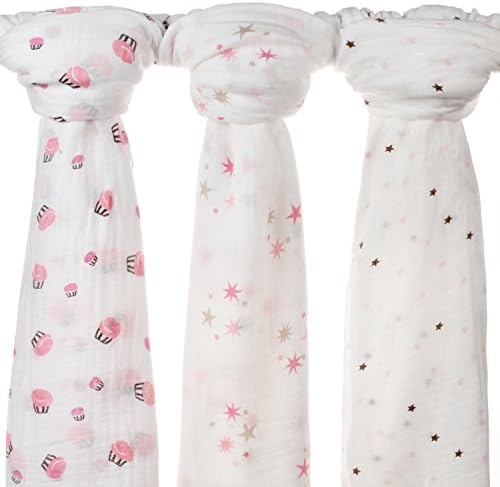 Swaddle Blankets Large 47 X 47 (3 Pack) Premium 100% Muslin Cotton | Soft, Lightweight, &amp; Breathable | Perfect Baby Shower Gift
