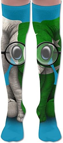 X-PEACH Pakistani Flag Baby Elephant Women Men Long Striped Socks Over Knee Thigh High Socks Stocking