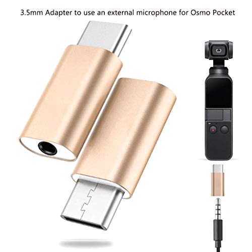 Coersd Data Adapter Type C USB C to 3.5mm Audio Adapter for External Microphone for Osmo Pocket for Type-c (Gold)
