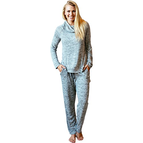 HELLO MELLO Carefree Threads, Top and Pant Matching Set With Drawstring Bag, Melange (Small (4-6), Gray)