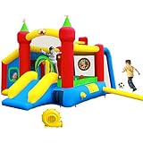 WELLFUNTIME Inflatable Bounce House,Jumping Castle Slide with Blower,Kids Bouncer with Ball Pit