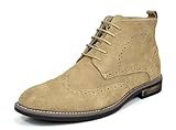 BRUNO MARC MODA ITALY URBAN-02 Men's Classic Lace Up Ankle High Original Suede Leather Perforated Wing Stripe Desert Wind boots SAND SIZE 11
