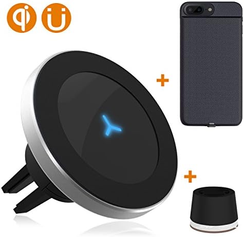 Qi Magnetic Car Wireless Charger, DGtal Magnetic Car Charger Mount Holder + iPhone 7 Plus 6s/6 Plus Magnetic Wireless Charging Case, Charger Compatable Qi Enabled Android Phone, Samsung S6 LG G6