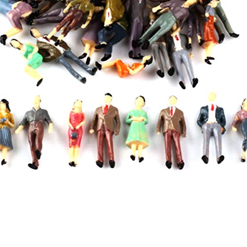 Iceyon 50pcs Scale Model People Painted Passenger Figures Train Architectural Diorama Miniature Scenery Layout (Mixed Poses 1:50)