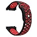 Meifox Compatible with Fitbit Ionic Bands,Soft Silicone Replacement Strap Accessory Breathable Wristbands for Fitbit Ionic Smart Watch (Black Red, Large)