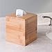 mDesign Square Bamboo Facial Tissue Box Cover Holder for Bathroom Vanity Counter Tops, Bedroom Dressers, Night Stands, Desks and Tables - Pack of 2, Natural Bamboo