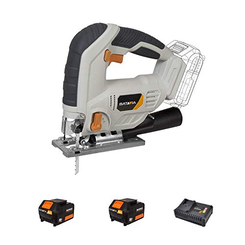 Batavia 7062513 Akku Stichsäge Laubsäge I 45° schwenkbare Pendelhubstichsäge I 80 mm Schnitttiefe I Säge aus Maxxpack…