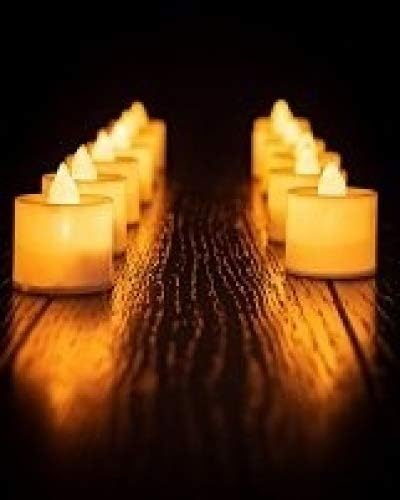 Flameless Realistic Candles Tea Lights LED Pack of 24 - with 72 Extra Batteries - Bright - Flickering - Powered Fake Candles - Unscented Tealights -Long Lasting Battery - CMR Technology