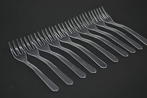 LORESO 100CT Plastic Clear Mini Forks For Fruit Dessert and Frozen cakes - Disposable, BPA Free, Reusable 3.8 Inches (Mini Forks 100CT Pack)