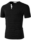 H2H Mens Casual Fashion Slim Fit Basic Cotton Henley T-shirt