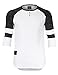 ZIMEGO Men's 3/4 Sleeve Baseball Football College Raglan Henley Athletic TShirt,White Black,Medium
