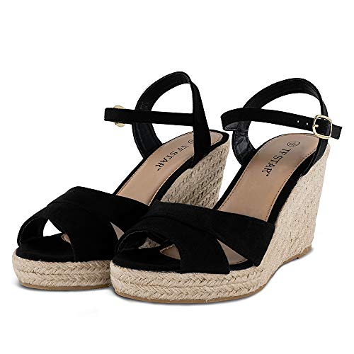 TF STAR Jute Rope Wedge Sandals for Women,Women Platform Summer Shoes