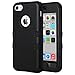 ULAK iPhone 5C Case, iPhone 5C Case Black, Shockproof Soft Silicone Rubber Hard Plastic Hybrid Heavy Duty Protection Kidproof High Impact Case Cover for Apple iPhone 5C -Black