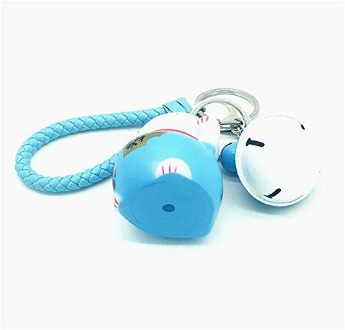 LinaLife Multi-Purpose Blue Hand Wrist Strap with Bell Maneki Neko Fortune Lucky Beckoning Cat Keychain Accessories Superstar Favorite for Cellphone Ornaments Coin Purse Keyring Bag