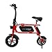 Swagtron 200W SWAGCYCLE Envy Steel Frame Folding Electric Bicycle e Bike w/Automatic Headlight – Reach 10 mph; 264 lbs Max Load - Red