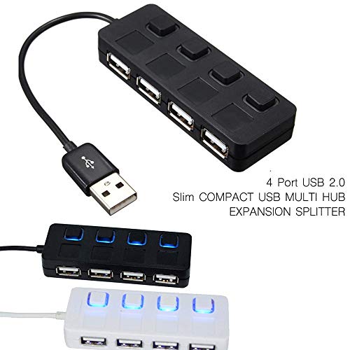 USB Hubs Splitter,Buybuybuy 4-Port USB 2.0 with ON/OFF Switch Usb Muti Hub Adapter Data Hub for Macbook, Mac Pro/mini, iMac, Surface Pro, XPS, Notebook PC, USB Flash Drives, Mobile HDD (White)
