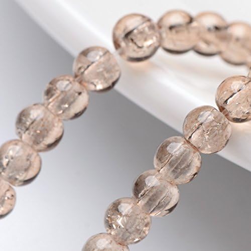 Pandahall 1 Strand 31.4 Inches 4mm Round Crackle Glass Beads Strands Burlywood Beads, About 200pcs/strand