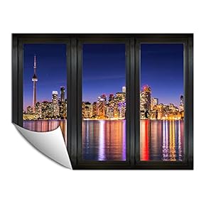 Wall Paper Small Wall Mural City at Night Wall Art Removable Wall Decoration for Bedroom Living Room - 24x32 inches