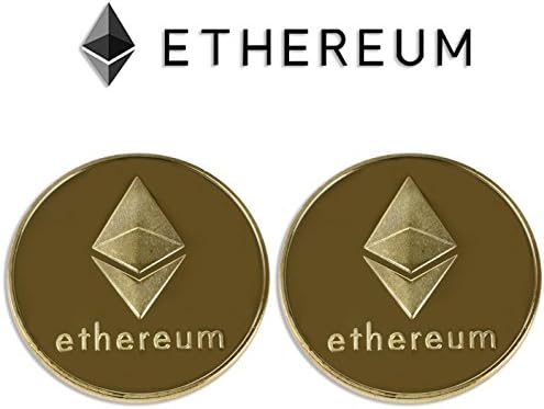 2PCs Gold Plated Ethereum Coin | AKA Ether, ETH | Perfect Novelty Gift or Etherum Souvenir for Blockchain Enthusiasts