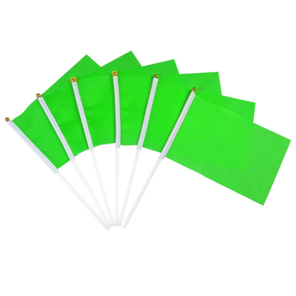 Small Banner on Sticks Hand Waving Bunting Hand Held Mini Solid Bunting Small DIY Mini Banner On Stick Party Garden Decorations Outdoor Decorations 14 * 21cm/5.5 * 8.2in (Green)