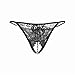 Panties,BeautyVan Fashion Design Thin Lace Crotchless Panties Crotch Thong With Pearls Massaging Underwear (Black)