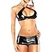 Vovotrade Women Cute Lingerie Set Sexy PU Leather Uniforms Temptation Underwear Alluring Skirt (L, Black)