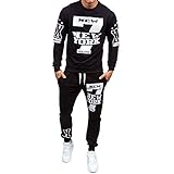 Realdo Men's 2Pcs Casual Print Letter New York Sweat Sets Sports Suit Tracksuit
