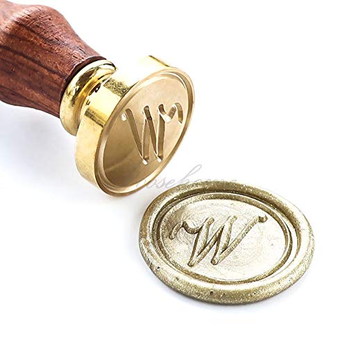 VOOSEYHOME Initial Handwritten Letter Alphabet W Wax Seal Stamp with Rosewood Handle - Ideal for Decorating Gift Packing, Envelopes, Parcels, Letters, Cards, Books, Invitations, Signature etc.