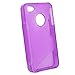 niceEshop(TM) TPU Rubber Skin Case Compatible with Apple iPhone 4, Clear Dark Purple S Shape
