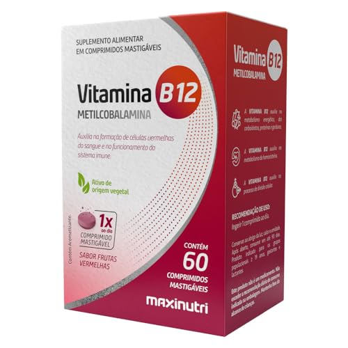 Vitamina B12 Comprimidos Mastigáveis (60 comp), Único, MaxiNutri