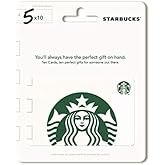 Starbucks Physical Gift Cards (Multipack of 10 x $5) - $50
