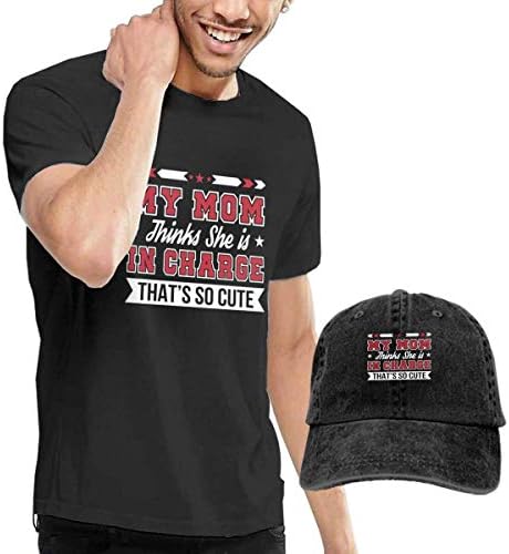 Henrnt Men's T-Shirt, My Mom Thinks She's in Charge That's So Cute Shirts Short Sleeve Denim Hat