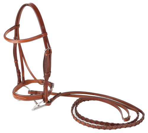 Huntley Equestrian Fancy Stitched Sedgwick Leather English Bridle and Reins, Conker, Cob