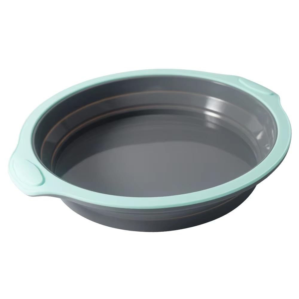 Silicone Round Cake Pan Bread Pans for Baking, Reusable Large Cake Mold Bakeware, Quick Release Baking Pans for Layer Cakes, Cheese Cakes, Rainbow Cakes and Chiffon Cakes 9inch