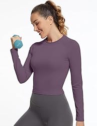 GGOV Womens Long Sleeve Crop Workout Tops Yoga